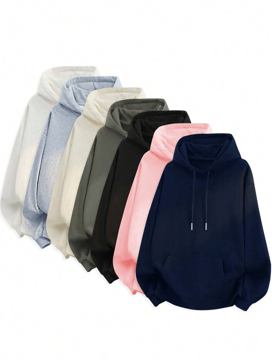 Blueplus Men's Basic Loose Fit Hoodie With Drawstring And Pocket, Skin-Friendly Fabric, Casual Relaxed Pullover For Fall Daily Commuting, Streetwear, Outdoor Sports, Or Leisure Wear - màu xanh nước biển - Xem 1