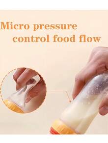 1个婴儿辅食挤压勺，婴儿奶瓶式喂食勺，硅胶喂养用具，适用于新生儿米粉等，多种颜色可选 - 彩色 - 查看 4
