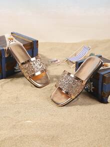 Children's Fashionable Slippers, New Sparkling Design, Stylish, Convenient, Lightweight Children Beach Slippers, Summer - Champagne - View 7