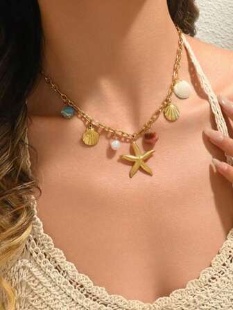 1件夏季海洋风独特设计可爱吊坠项链