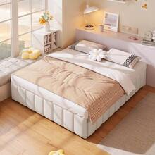 Upholstered Bed, 140 X 200 Cm, Hydraulic Suspension, Without Headboard, Without Mattress, Beige - Beige - View 4