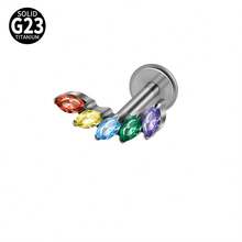 1PC G23 Titanium Flower Rainbow Zirconia Lip Ring Ear Carlip Tragus Internally Threaded Helix Lobe Earrings Daith Piercing Jewelry - Màu titan - Xem 17