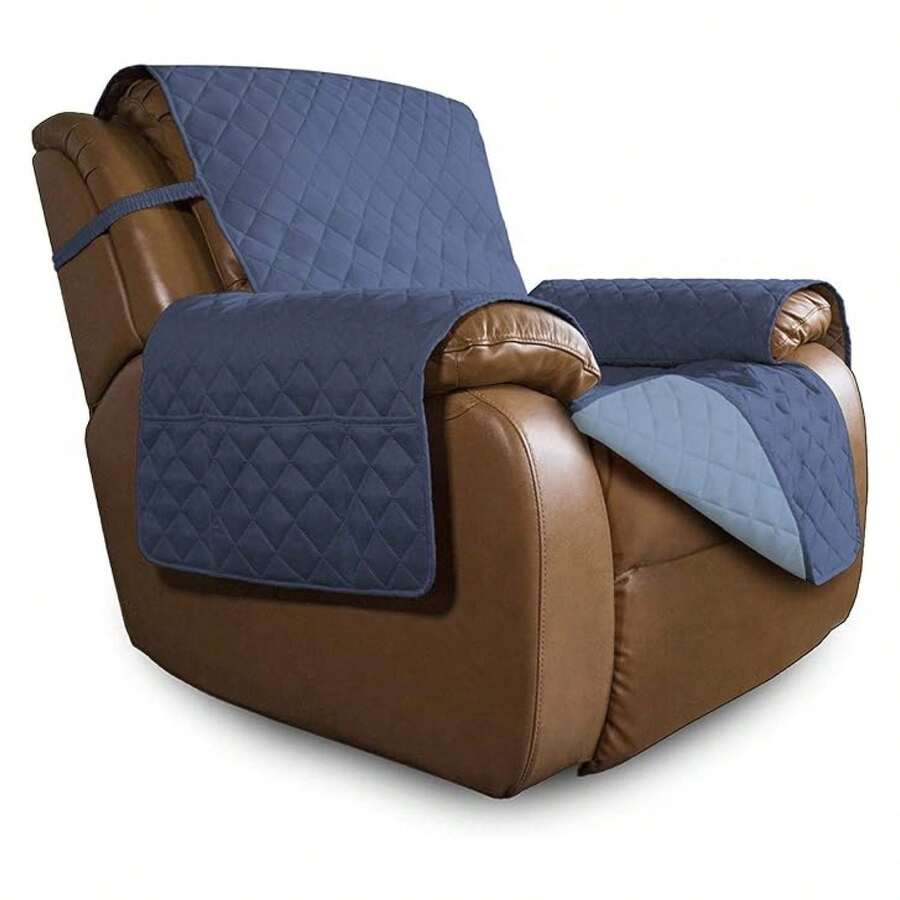 Oversized Recliner Cover Reversible Couch Cover Sofa Cover For Living Room Water Resistant Furniture Protector With Elastic Straps For PetsOversized Recliner, Dark Blue/Light Blue - 多色1966 - 查看 1