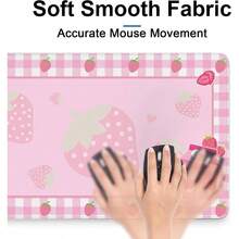Strawberry Mouse Pad Gaming, Large Mouse Pad Desk, Extended Desk Mousepad With Non - Slip Rubber Base Stitched, Keyboard Gaming Home Office, Pink, 35.4 Inchx 15. Inch - 35.4L X 15.7W Inches + Mpad#pink01-strawberry - View 3