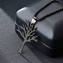 Fashionable And Minimalist World Peace Tree Of Life Necklace, Stainless Steel Titanium Pendant, Personalized Men's And Women's Necklace Accessories - 銀色 - 查看 8