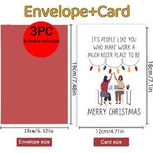 创意职场圣诞贺卡“让工作更甜蜜”，办公室场景+节日彩灯串，向同事发送圣诞祝福，情感表达卡，创意卡，趣味卡，温馨卡，附赠信封的感谢卡，圣诞贺卡，空白卡