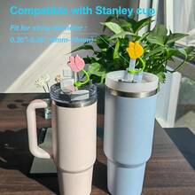 4 Pack Silicone Cowboy Hat Straw Covers Cap Compatible With Stanley Cup 30 40 Oz Cute Funny Tumbler Straw Topper Accessories For Man And Woman Christmas Gift - Tulip - 查看 2