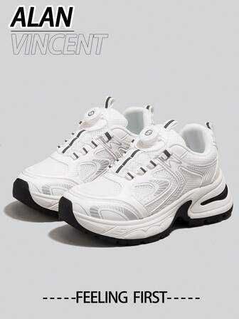  Alan Vincent[City Sneaker 系列]白色运动鞋 女款 2025 新款厚底运动鞋 舒适时尚跑步鞋 休闲运动鞋 女式户外鞋 女士鞋 透气网面