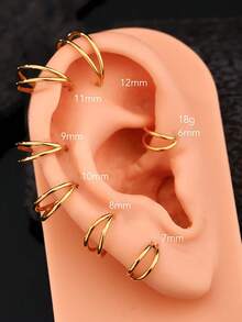 18G Titanium Double Hoop Nose Septum Ring/Hinged Segment Ring/Ear Cartilage Hoop/Ear Helix Hoop/Ear Tragus Hoop/Ear Conch Hoop/Ear Rook Hoop/Minimalist Earrings - Gold - View 3