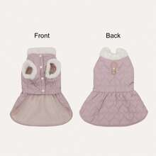 宠物狗连衣裙一件，可爱爱心印花图案，背部带牵引环方便遛狗，加厚秋冬款，适合小型/中型犬猫，圣诞礼物