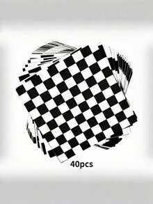 黑白格子赛车主题派对家居日常装饰一次性餐巾 - 黑與白 - 查看 7
