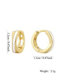 Artepollo 14K镀金圆形耳环，925银珐琅交叉耳环，女士款，低过敏性，防褪色，轻盈，金色日常饰品，礼盒包装，秋冬礼物