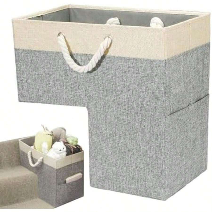 anasta de escaleras con manijas, Organizador de anasta de Escalera en Forma de L, esta de escaleras Plegables, para escaleras, almacenamiento, organizador, decoración del hogar(A) - Multicolor - Ver 1