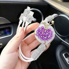 1pc Shiny Rhinestone Car Charger, Fast Charging USB Type-C Car Phone Charger, Diamond Adapter, Compatible With Phones, Dashcams, GPS And Other Devices, Ideal Gift For Men And Women On Holidays/Birthdays - Multicolor - View 61