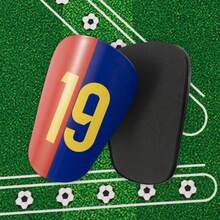 1 Pair Red & Blue No.19 Football Shin Guards, Comfortable Fit, Unique Size Design Suitable For Football Or Other Sports - Multicolor - View 13