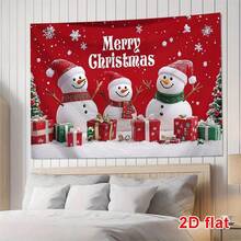 1pc Of Oversized Christmas Snowman Patterned Printed Tapestry, Large-Sized Decorative Hanging Cloth, Home Decoration, Holiday Gift Party Decoration, Live Broadcast Background Cloth, Living Room Hotel Use With Installation Bag