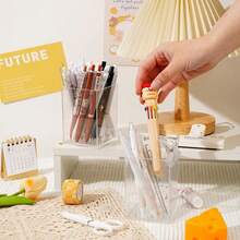 9 Pack Acrylic Pen Holder Clear Pencil Organizer For Desk Makeup Brush Storage Desktop Bookmark Holders For Classroom Home Office Stationery - Transparent - View 4