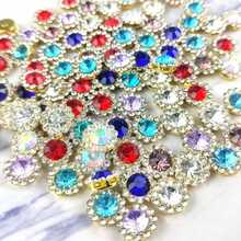 50pcs 10mm(0.394in) Rhinestone Border Flat Bottom Randomly Mixed Color Crystal Cabochons Gemstone Sewing Beads For Jewelry Making DIY Needlework Handmade Bow Decoration Accessories - Multicolor - View 7