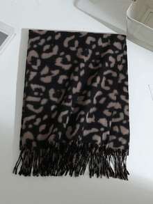 1 pezzo Sciarpa da donna, nuova sciarpa jacquard con stampa leopardata reversibile, calda e confortevole per collo, adatta per abiti in autunno/inverno - Multicolore - Visualizzare 16
