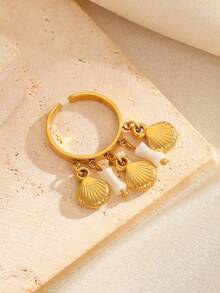 1pc Stainless Steel Star Shaped Open Ring, Minimalist Casual Unique Fashion Design Women's Accessory, Suitable For Daily, Commute, And Gatherings