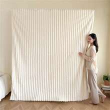 1件装柔软条纹毯，仿兔毛毯，床毯，床单，毛巾毯，办公室午睡毯，汽车毯，空调毯，家用毯 - 米色 - 查看 14
