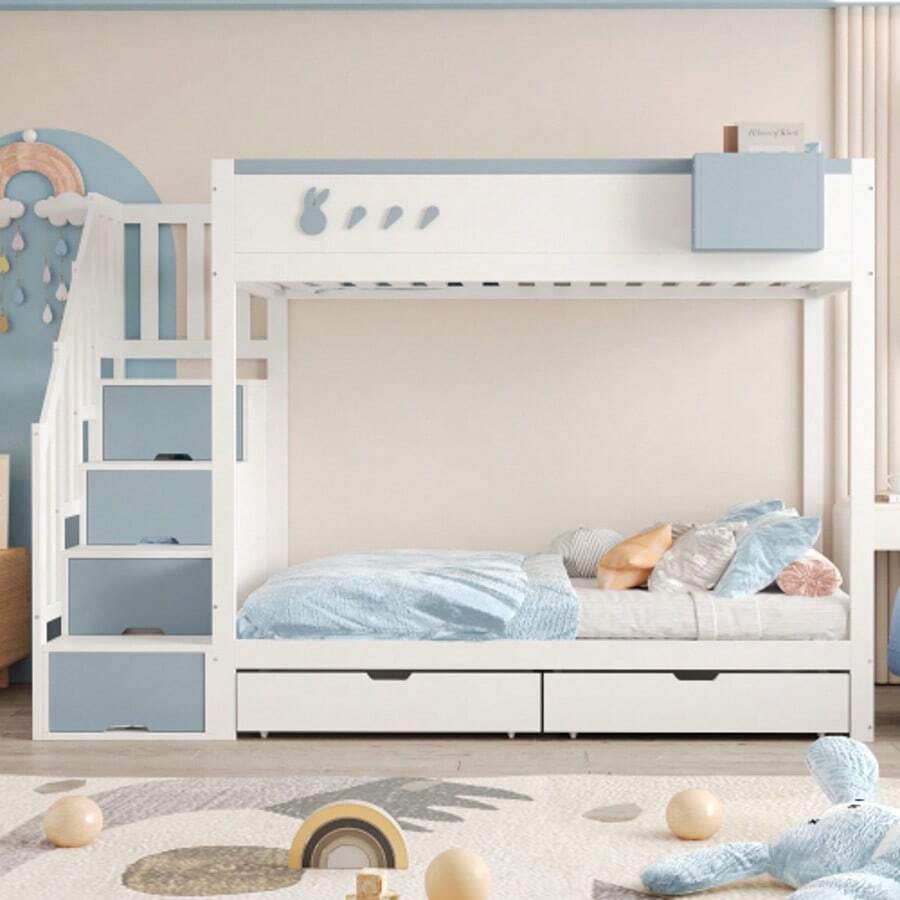 Bed Frames - White+Blue - View 1