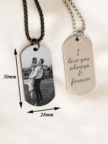 1pc Personalized Photo Necklace,Personalized Picture Necklace For Men, Customized Picture Necklace,Engraved Photo Necklace With Text,Memorial Photo Pendant Necklace For Women Men, Personalized Gifts For Him, Anniversary Gift For Husband,Wedding, Halloween, Birthday, Christmas Gifts - Multicolor - View 5