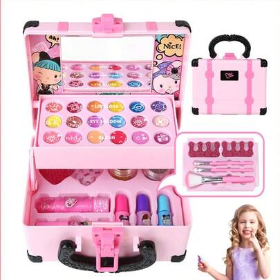 niñas Princesa Cosméticos, 32PCS Kit de maquillaje para niñas, Sets de Belleza para Niños, Maquillaje Juguetes Lavable, niñas de 3 a 10 años