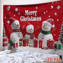 1pc Of Oversized Christmas Snowman Patterned Printed Tapestry, Large-Sized Decorative Hanging Cloth, Home Decoration, Holiday Gift Party Decoration, Live Broadcast Background Cloth, Living Room Hotel Use With Installation Bag