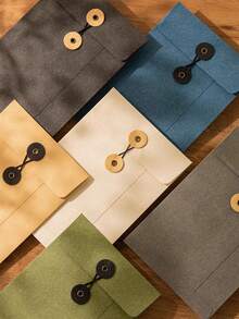 Creative Retro Strap Archival Bag Envelope, Simple And Thick Premium Leather Paper Envelope, Invoice Storage Bag, Daily Office Supplies - Multicolor - View 3