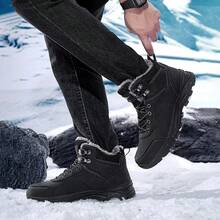 Valentine's Day Gift:Winter Snow Boots For Mens,Winter Warm Waterproof Outdoor Hiking Boots.Men's Winter Black Boots Anti Slip Hiking Outdoor Trekking Shoes.Winter Sports Waterproof Casual Shoes,Winter Boots For Men,Plush Warm Men's Outdoor Boots With High Top Design,Men's Hiking Boots Work Travel Shoe,Water Resistant Warm Fur Lined Anti Slip Work Ankle Shoes - Black - View 5