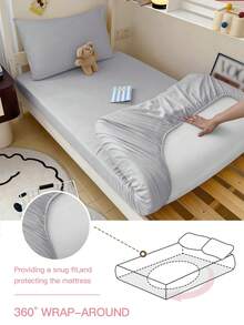 1 件柔软舒适的纯色床笠，9.84 英寸/25 厘米深口袋 - 低过敏性，可机洗，适用于宿舍和客房（不含枕套），床上用品，宿舍，色彩鲜艳，通过 Oeko-Tex 认证 - 淺石灰色 - 查看 5