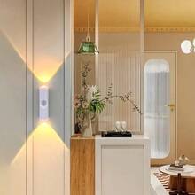 1 pieza Luz de pared LED recargable magnética, luz nocturna LED - Lámpara de pared con sensor de movimiento interior inalámbrica, alimentada por batería, diseño adhesivo, fácil instalación, temperatura de color y brillo ajustables, adecuada para pasillo, baño, dormitorio, cocina, gabinete, escaleras, entrada, mesita de noche, escritorio, armario, decoración del hogar, decoración de la sala de estar, luz con sensor, lámpara de mesita de noche, luz LED, luz inalámbrica - Lámpara ojo de gato - Ver 5