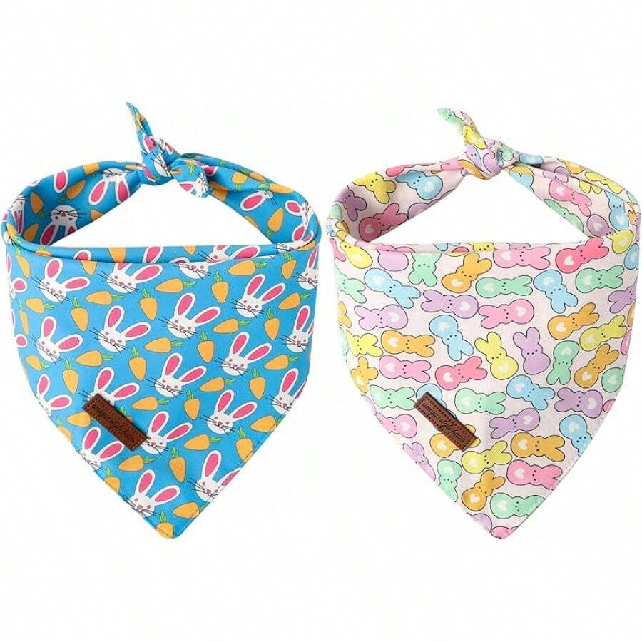 Style Paws Dog Spring Bandanas 2Pcs Washable Cotton Triangle Summer Lemon Dinosaur Puppy Scarfs For Small Medium Large Dogs And CatsChristmas - Cà rốt thỏ nhiều màu sắc - Xem 1