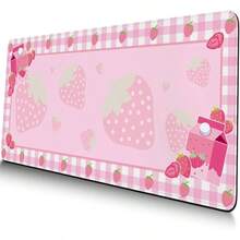 Strawberry Mouse Pad Gaming, Large Mouse Pad Desk, Extended Desk Mousepad With Non - Slip Rubber Base Stitched, Keyboard Gaming Home Office, Pink, 35.4 Inchx 15. Inch - 35.4L X 15.7W Inches + Mpad#pink01-strawberry - View 7