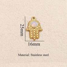 1pc Stainless Steel Minimalist Charm Pendant: Fan, Sun, Water Drop Design Featuring Tiger's Eye Stone Inlay, Black Pendant Necklace & Earring DIY Jewelry Components Women's Stainless Steel Jewelry - 21 Pendant - View 8