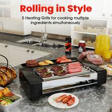 Electric Hot Dog Roller Grill Machine, 800W Commercial-Grade Stainless Steel Sausage Cooker With 5 Non-Stick Rollers, Removable Drip Tray & Complete Accessory Set, Compact Countertop Hotdog Maker For Home & Office Use - US A Type Plug(110-127V) - View 4