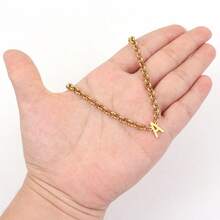 1pc Fashion Simple Initial Golden Stainless Steel Chain Necklace For Women - Yellow Gold - View 3