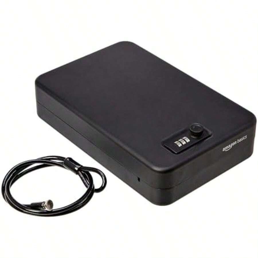 Basics Caja fuerte portátil con cerradura, caja de pequeña con combinación, para dormitorio universitario, hogar, cerradura de combinación, tamaño X, negro(XXL Cerradura de combinación) - Multicolor - Ver 1