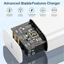 Cargador de teléfono 20W PD USB C Adaptador de carga rápida de pared con cable USB C a Tipo C de 6.6FT/3.3FT compatible con iPhone 17/16/15/Pro/Pro Max, cargador de pared Tipo C compatible con Samsung Galaxy S25/S24/S23/S22/S21/S20/Ultra/Note 20/10, cargador rápido PD20W de alta potencia BLANCO - Tipo de Enchufe A USA (110-127V) - Ver 5
