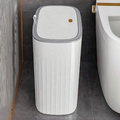 1 st vit papperskorg, lätt lyxig badrumspapperslåda, 26*24 cm med lock, lämplig för badrum, sovrum, vardagsrum, kontor, examenspresent, present till ensamstående fest, brudtärnepresent, fars dag-present, halloweendekor, halloweenpresent, brudtärnefrieripresent