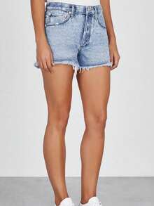 Damen Lässige Denim-Shorts mit ausgefransten Kanten und Taschen, vielseitiger Straßen-Stil für Studenten, geeignet für den täglichen Gebrauch, Dates, Frühling, Sommer, Herbst, Winter - Leichte Schneeflocken - Übersicht 4
