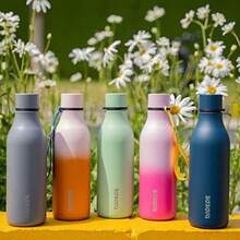 BJPKPK - Botellas de agua aisladas, botella de agua de metal de acero inoxidable de con correa, sin , termo a prueba de fugas, tazas, frascos, botella de agua reutilizable para la escuela,(18 onzas Gris) - Multicolor - Ver 6
