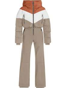 Fisoew Thermal Snowsuit For Women, Waterproof One Piece Ski Suit, Cold Weather Outdoor Gear | Winter Ski Wear | Winter Snowboarding Jumpsuit - 駝色 - 查看 2