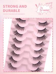 ENCHUW 8 Pairs Half Lashes Natural Look Wispy Fake Eyelashes Strip Eye Lashes Curling False Eyelashes For Daily Wear - Black - View 5