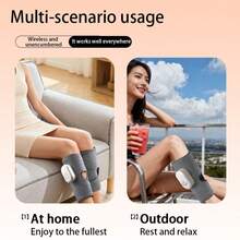 可充电电动腿部按摩器，带加热功能，无线小腿气压按摩器，适用于足部、腿部、大腿和膝盖，有效放松肌肉，自动揉捏，是送给父母、男士和女士的理想圣诞礼物 - 彩色 - 查看 8