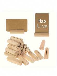 10/20pcs Natural Wooden Pine Wood Shape Business Card Holder And Memo Display Stand - Rustic Wedding, Party, Banquet Wooden Book Ends Sign/Photo Holder - Durable Cylindrical Wooden Stands - Multicolor - View 6