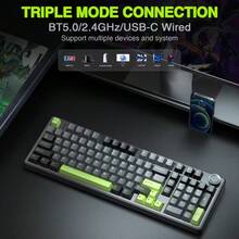 F99 PRO Custom Mechanical Gaming Keyboard Tri-Mode Wireless Hot-Swappable Gasket Mount Structure Pre-Lubed Linear Switches RGB Backlighting PC Peripheral - 彩色 - 查看 10