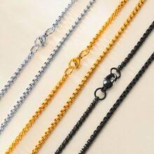 Fashionable New Stainless Steel Square Pearl Chain Men's Necklace  Hip-Hop Titanium Steel Jewelry Accessories With Chain Rings Interlocked Necklace Accessories - Vàng - Xem 2