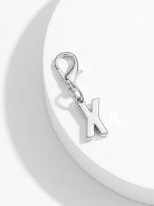 1pc Fashionable Minimalist 26 Small English Letter Shape Smooth Metal Keychain, Suitable For Women Car Key, Bag Decoration And Gift - Silver - View 38